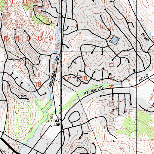 Topographic Map of Town of Moraga, CA