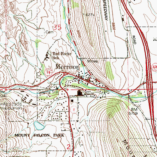 Topographic Map of Town of Morrison, CO