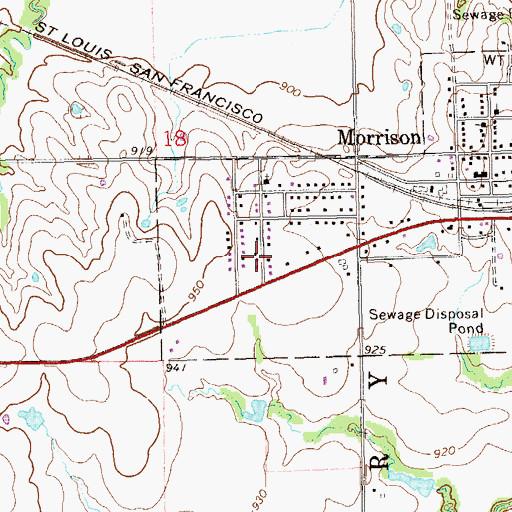 Topographic Map of Town of Morrison, OK