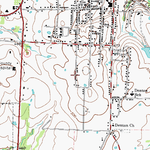 Topographic Map of Town of Mount Vernon, TX