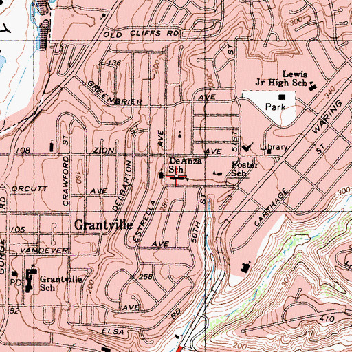 Topographic Map of De Anza Elementary School, CA