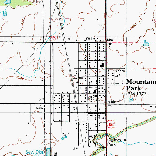 Topographic Map of Town of Mountain Park, OK