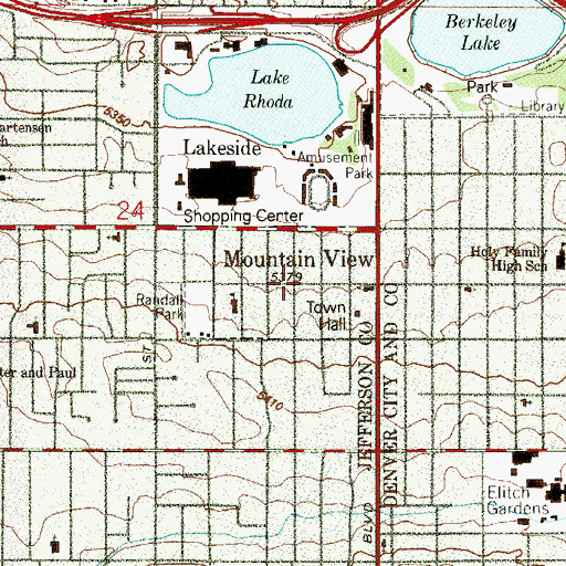 Topographic Map of Town of Mountain View, CO