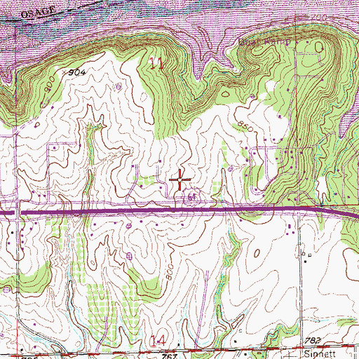 Topographic Map of Town of Mule Barn (historical), OK