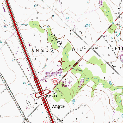 Topographic Map of Town of Mustang, TX