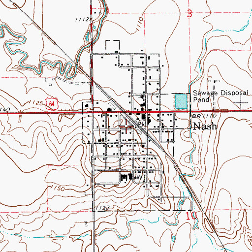 Topographic Map of Town of Nash, OK
