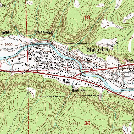 Topographic Map of Town of Naturita, CO