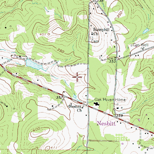 Topographic Map of Town of Nesbitt, TX