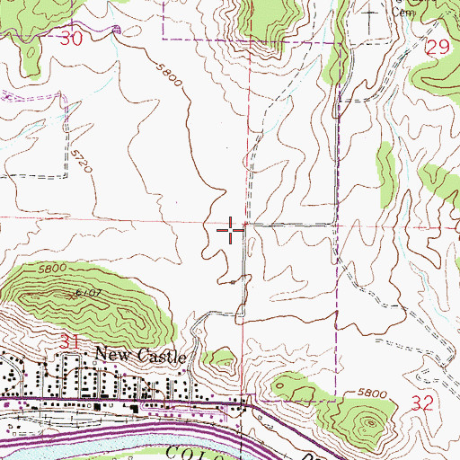 Topographic Map of Town of New Castle, CO