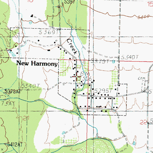 Topographic Map of Town of New Harmony, UT