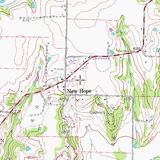 Topographic Map of Town of New Hope, TX