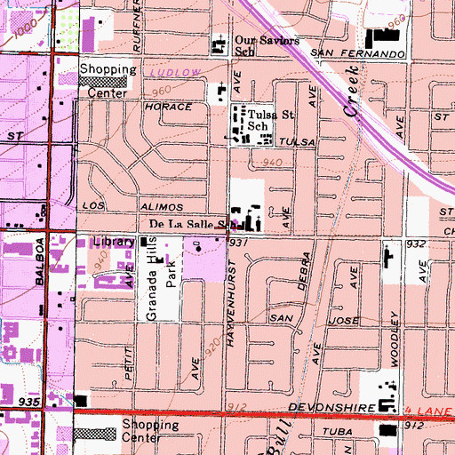 Topographic Map of De La Salle School, CA