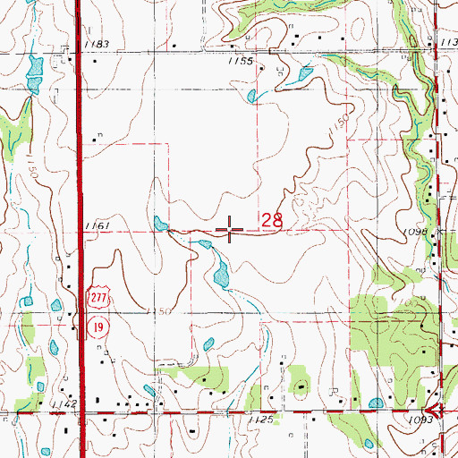 Topographic Map of Town of Ninnekah, OK
