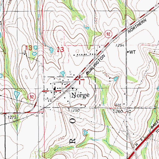 Topographic Map of Town of Norge, OK