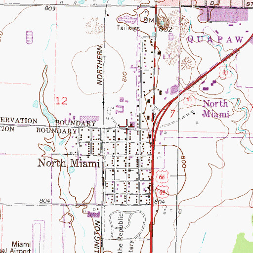 Topographic Map of Town of North Miami, OK