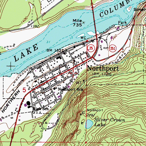 Topographic Map of Town of Northport, WA