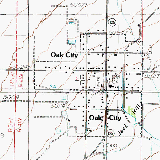 Topographic Map of Town of Oak City, UT