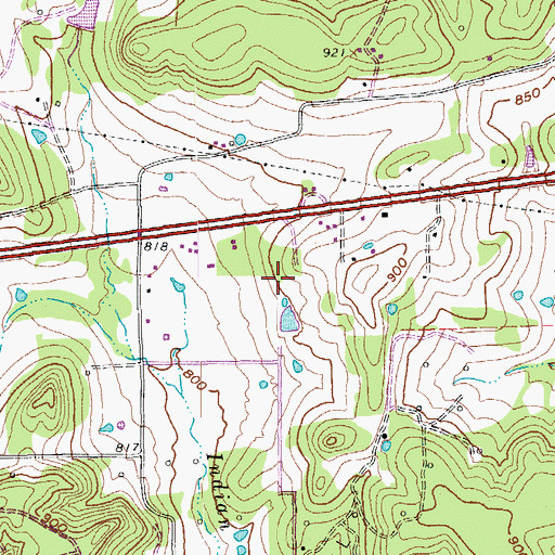 Topographic Map of Town of Oak Ridge, TX