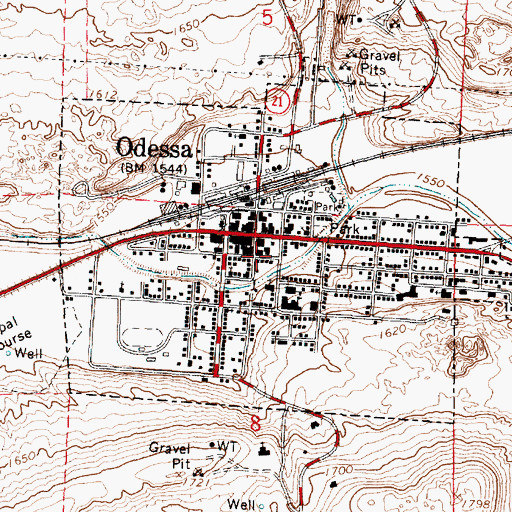 Topographic Map of Town of Odessa, WA