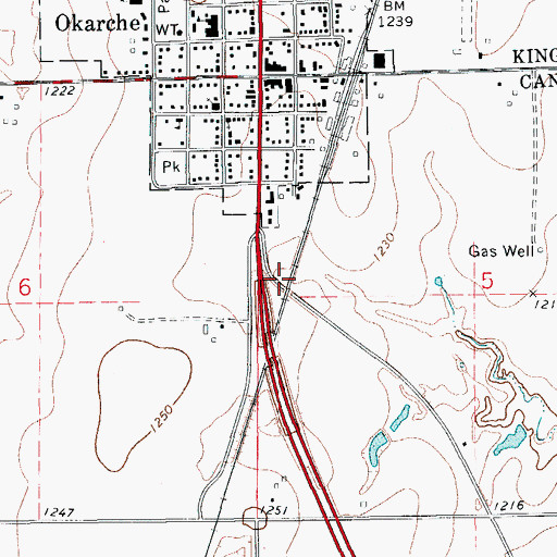 Topographic Map of Town of Okarche, OK