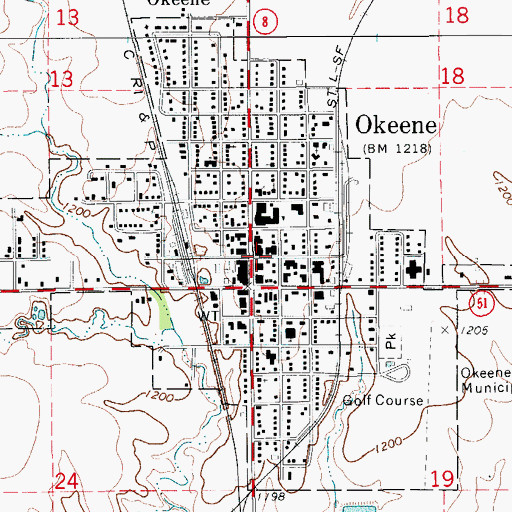 Topographic Map of Town of Okeene, OK
