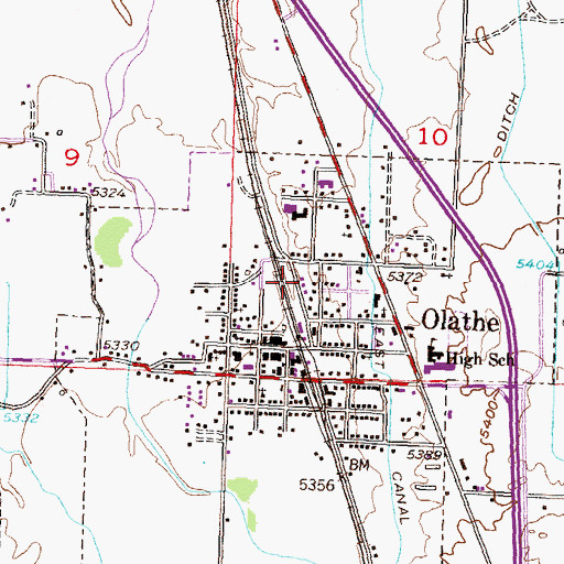 Topographic Map of Town of Olathe, CO