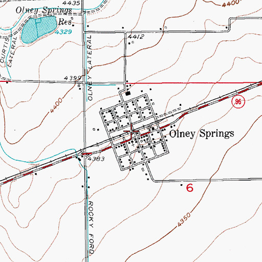 Topographic Map of Town of Olney Springs, CO