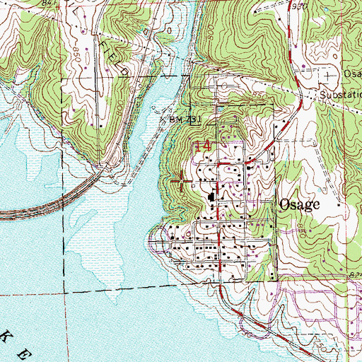 Topographic Map of Town of Osage, OK