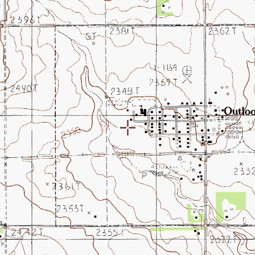 Topographic Map of Town of Outlook, MT