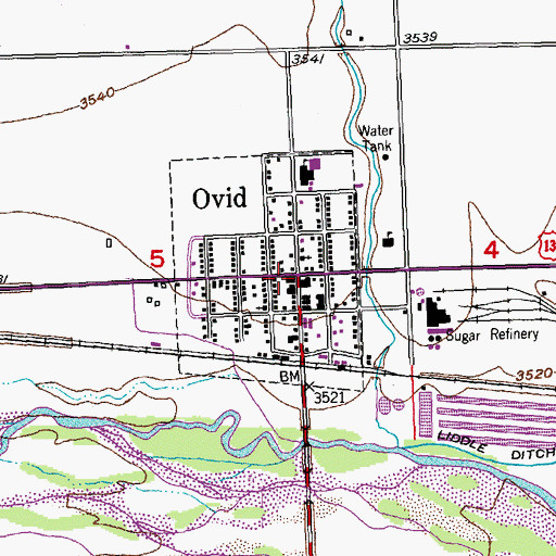 Topographic Map of Town of Ovid, CO