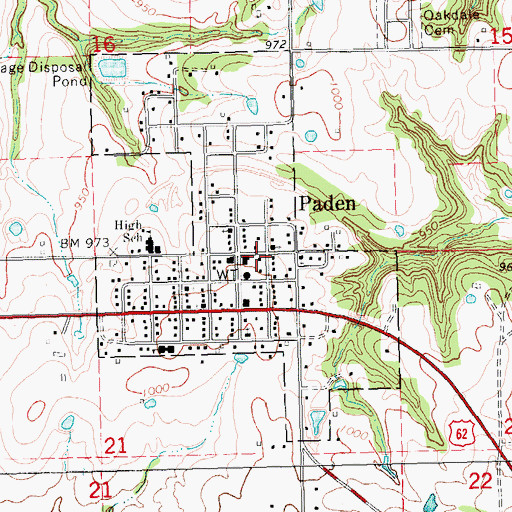 Topographic Map of Town of Paden, OK