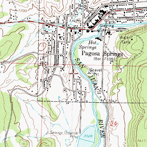 Topographic Map of Town of Pagosa Springs, CO