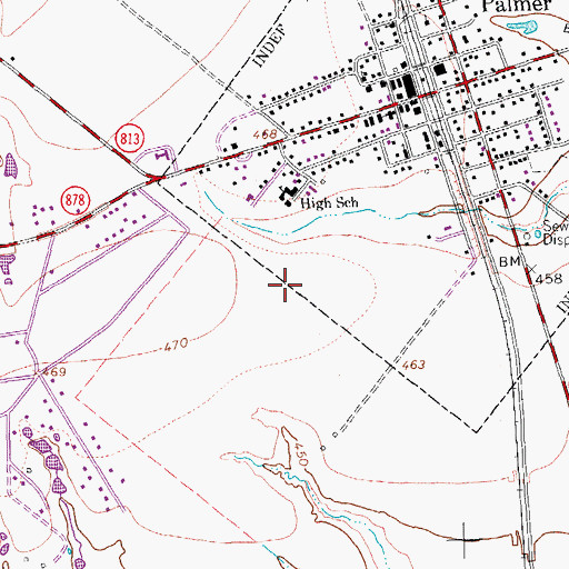 Topographic Map of Town of Palmer, TX