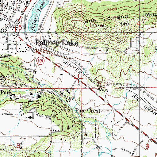 Topographic Map of Town of Palmer Lake, CO
