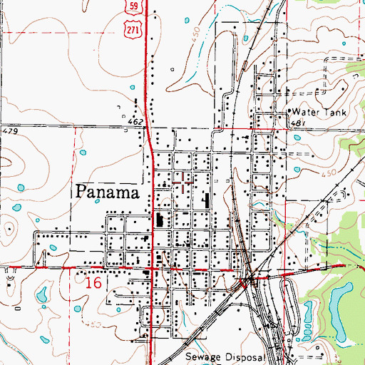 Topographic Map of Town of Panama, OK