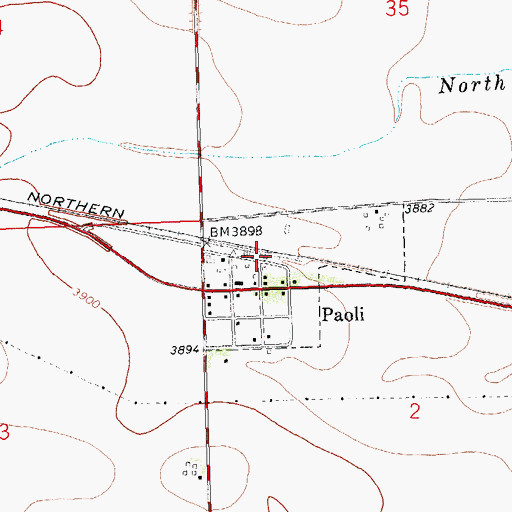 Topographic Map of Town of Paoli, CO