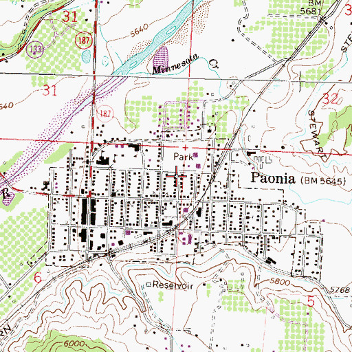 Topographic Map of Town of Paonia, CO