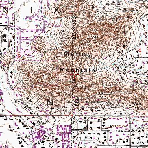 Topographic Map of Town of Paradise Valley, AZ