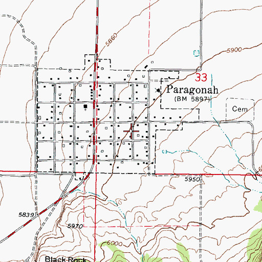 Topographic Map of Town of Paragonah, UT