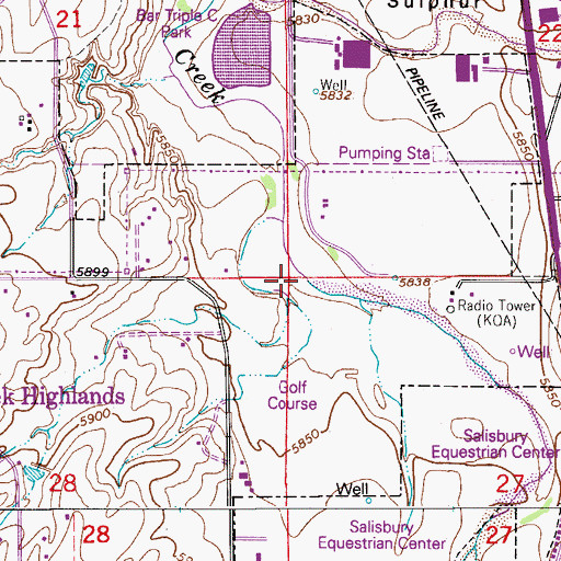 Topographic Map of Town of Parker, CO