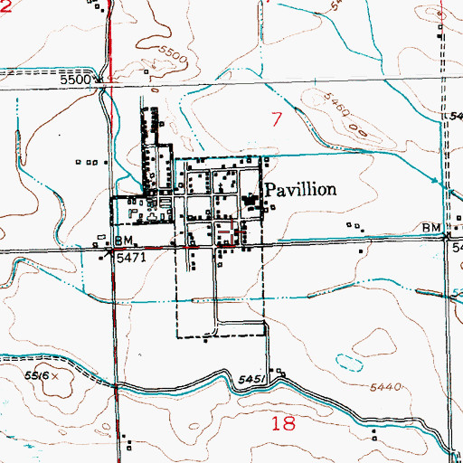 Topographic Map of Town of Pavillion, WY