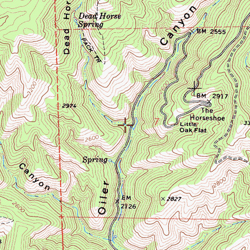 Topographic Map of Dead Horse Canyon, CA
