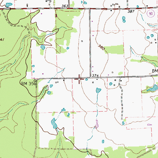 Topographic Map of Town of Payne Springs, TX