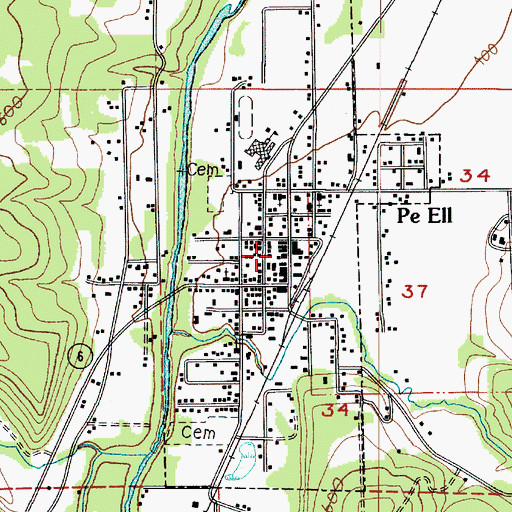 Topographic Map of Town of Pe Ell, WA