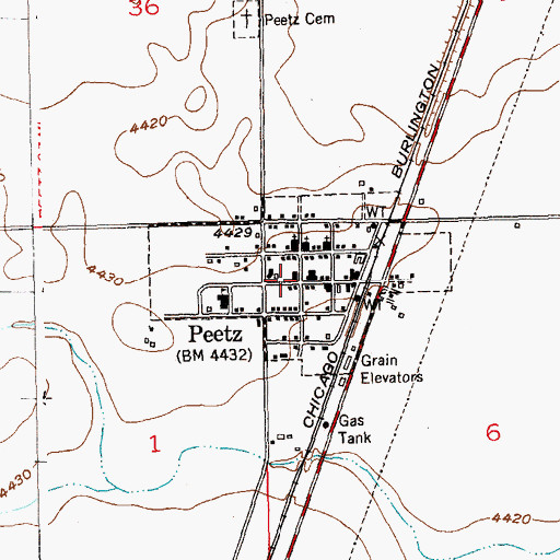 Topographic Map of Town of Peetz, CO