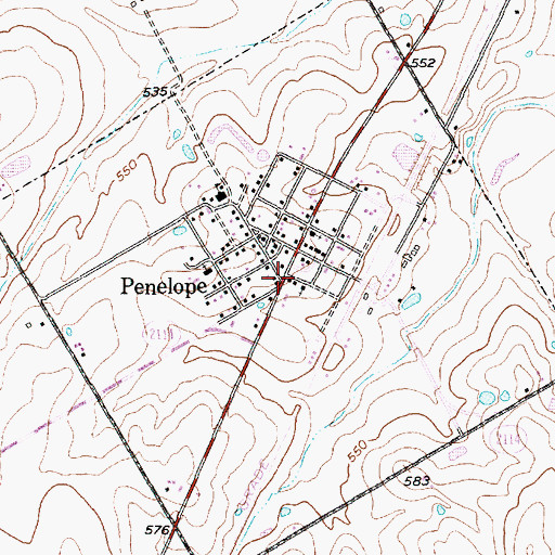 Topographic Map of Town of Penelope, TX