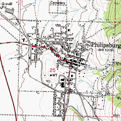 Topographic Map of Town of Philipsburg, MT