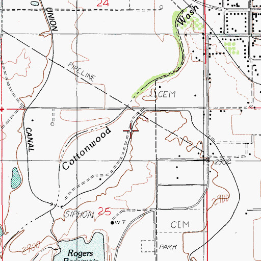 Topographic Map of Town of Pima, AZ