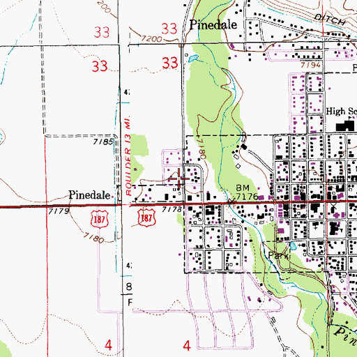 Topographic Map of Town of Pinedale, WY