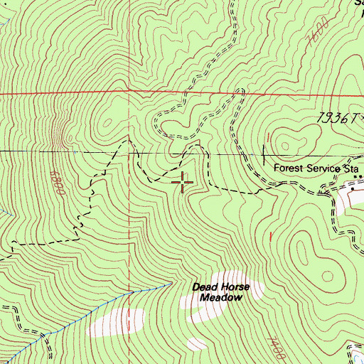 Topographic Map of Dead Horse Meadow, CA